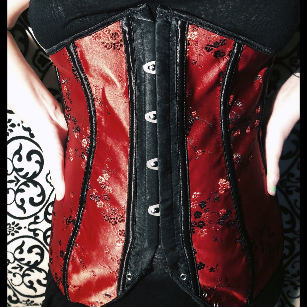 Red and black corset